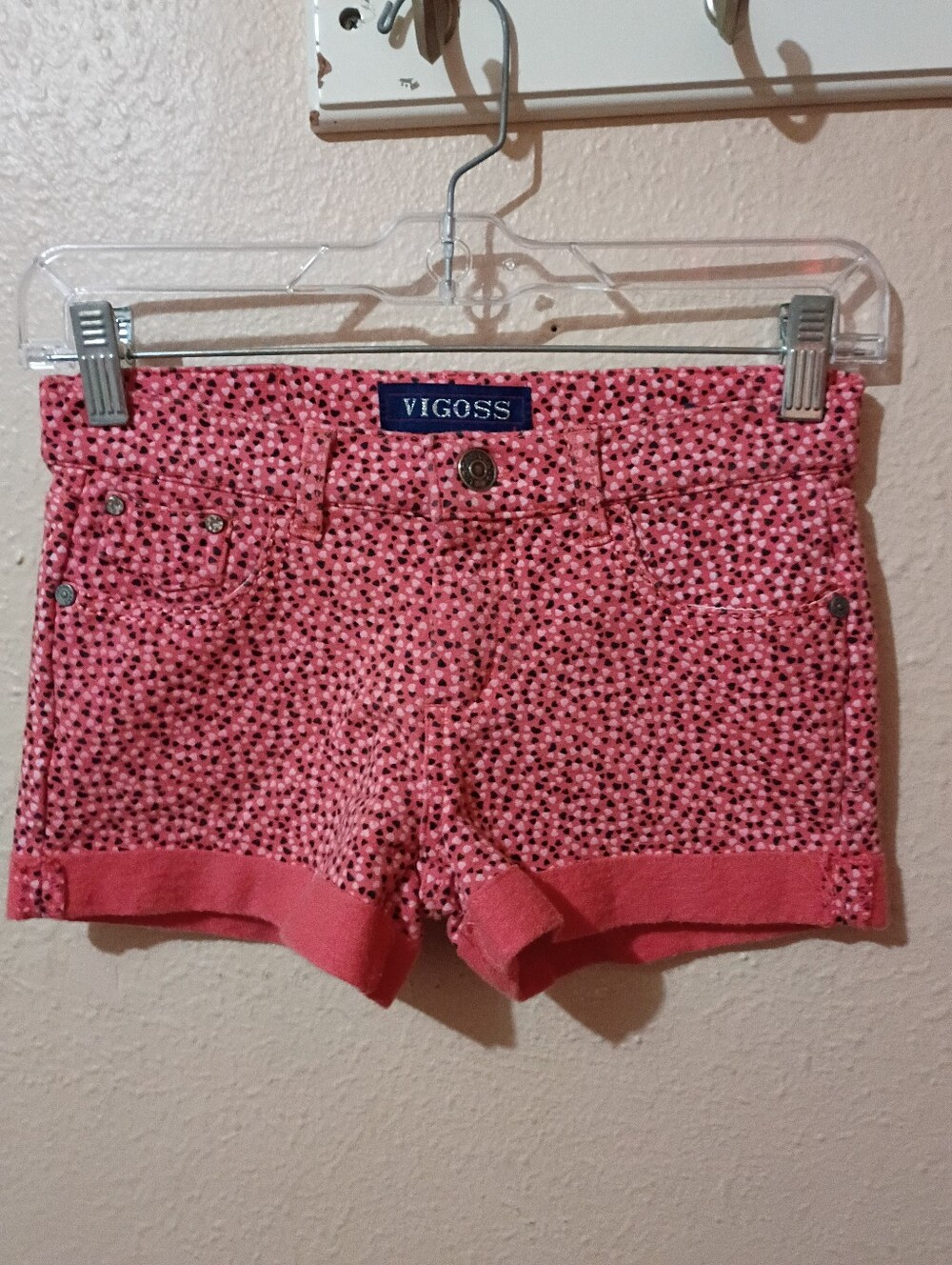 Girls Vigoss Size 16 Coral Pink Floral Print Denim Short Shorts